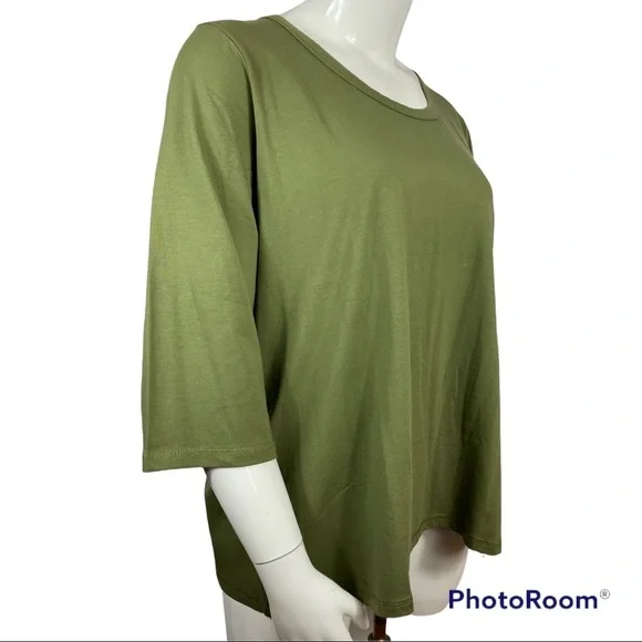 Denim & Co army green top - Picture 6 of 9